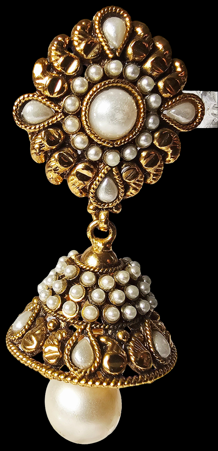 Antique Gold Plated Jhumka Earrings