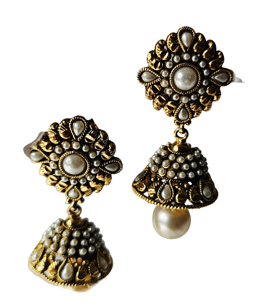 Antique Gold Plated Jhumka Earrings