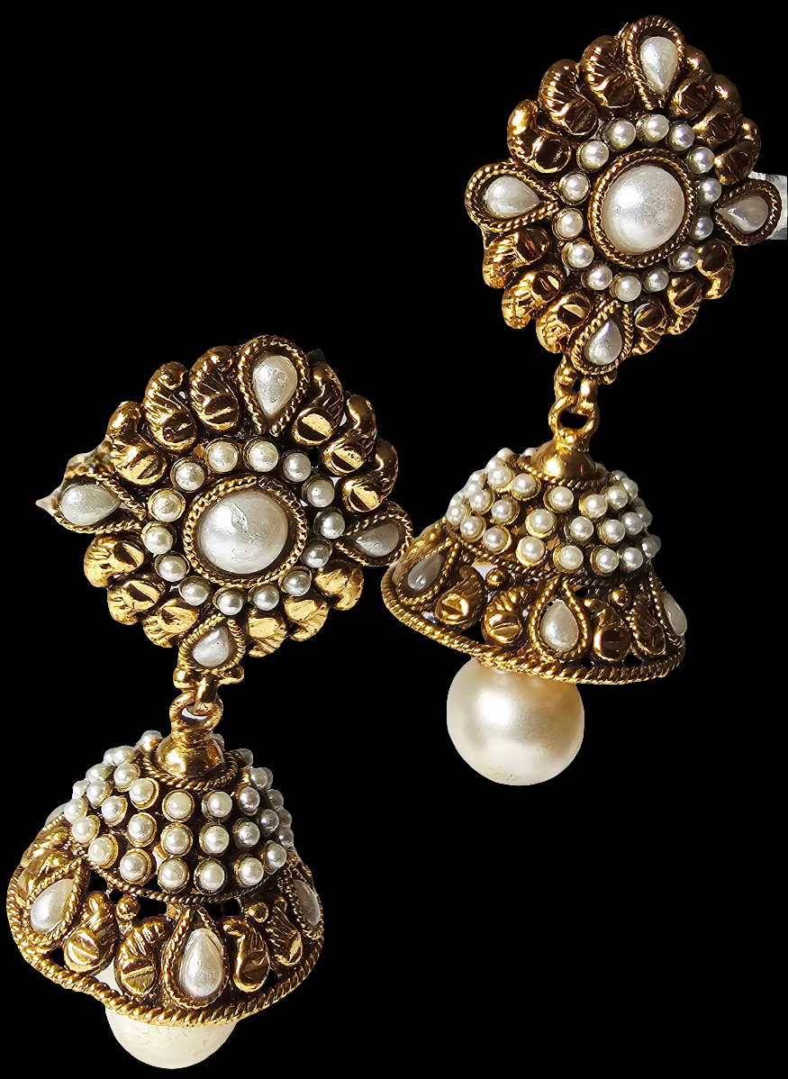 Antique Gold Plated Jhumka Earrings