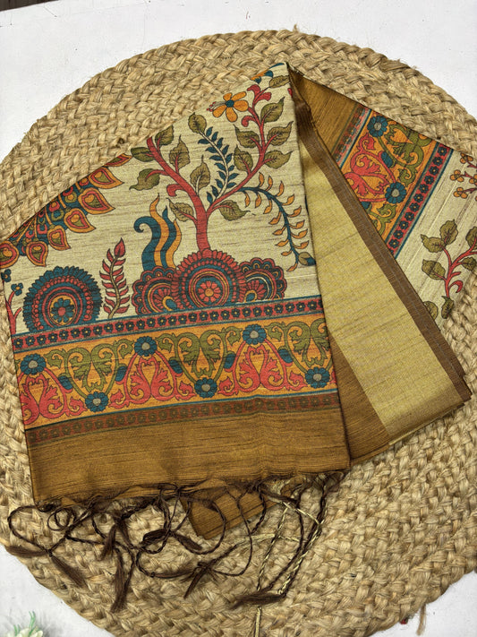 Kalamkari - Khadi Raw Silk Saree
